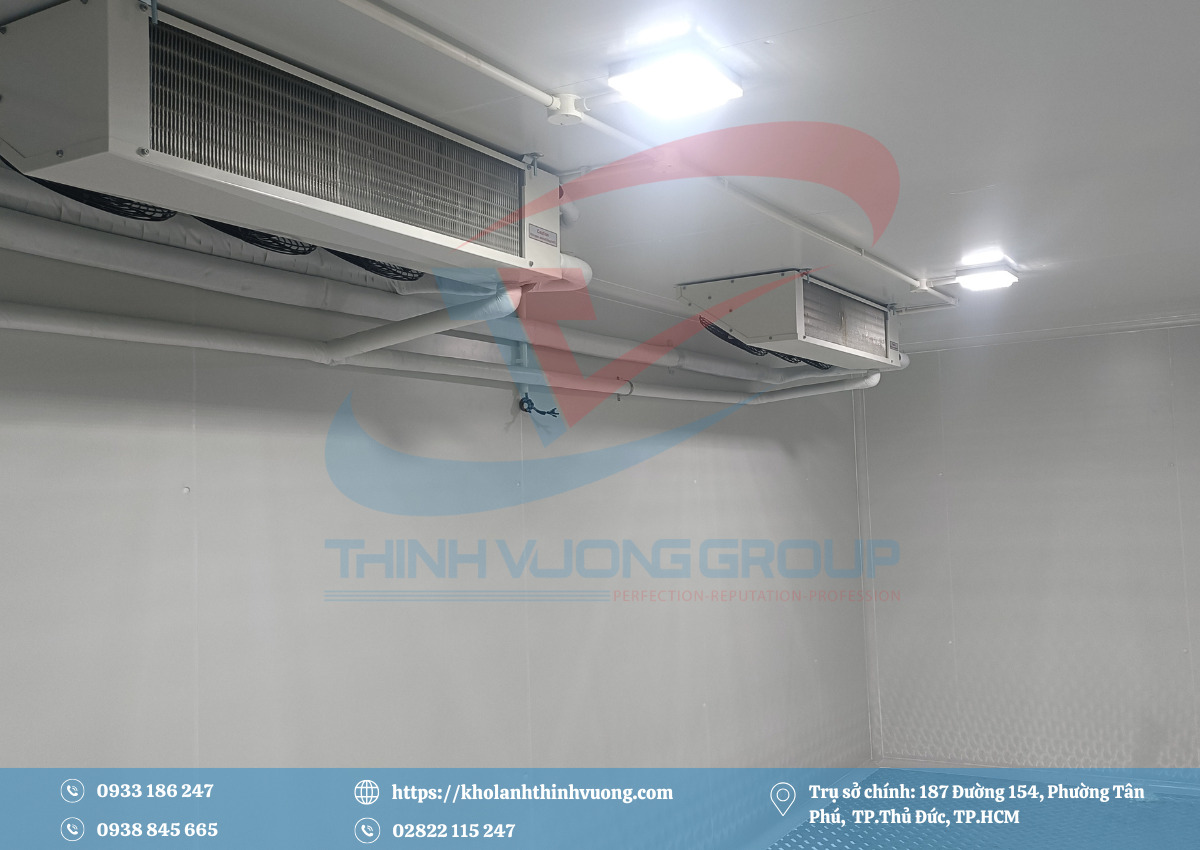 Quạt dàn lạnh kho trữ đông giúp lưu thông khí lạnh đồng đều giữ nhiệt độ ổn định khắp kho