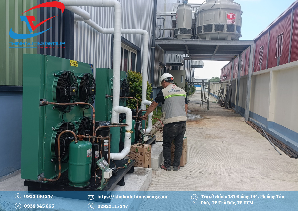 Cụm máy nén công suất lớn đáp ứng yêu cầu nhiệt độ âm sâu của hệ thống kho cấp đông 